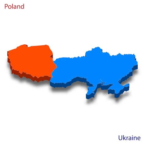 Premium Vector | 3d map poland and ukraine relations