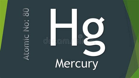 Mercury Chemical Element Symbol On Dark Green Background Stock