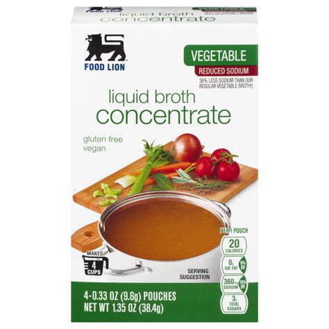 Food Lion Reduced Sodium Vegetable Liquid Broth Concentrate 4 Ea Box