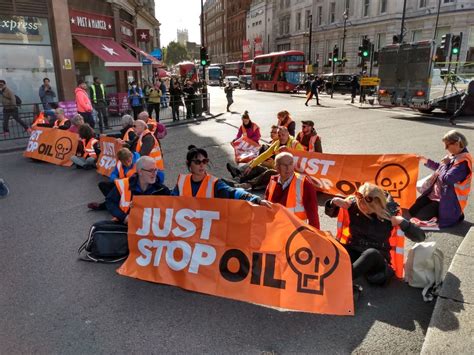 Just Stop Oil Protesters Glue Themselves To Roads Around Trafalgar Square