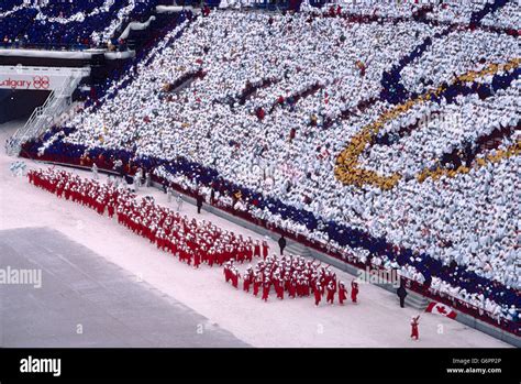 Team Canada Marching In The Opening Ceremonies At The 1988 Olympic