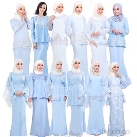 S XL BABY BLUE DUSTY BLUE TEMA BAJU KURUNG RAYA NIKAH TUNANG DINNER