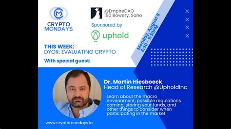 Cryptomondays Fireside Chat With Dr Martin Hiesboeck Of Uphold Youtube