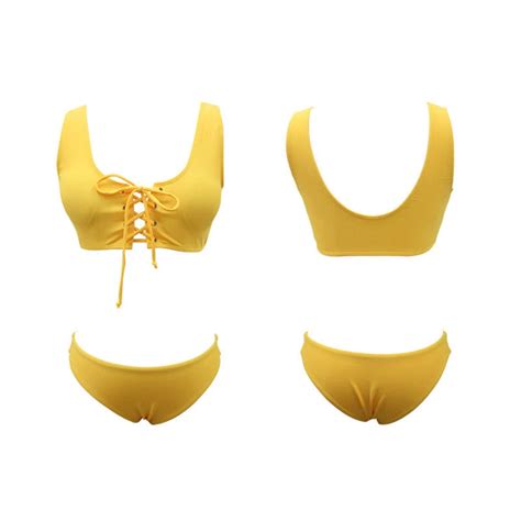 Sexy Women Bandage Bikini Sets Solid Bikinis Push Up Pad Swimwear