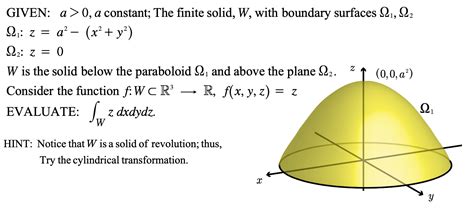 Solved Ω1 Z A2− X2 Y2 Ω2 Z 0 W Is The Solid Below The