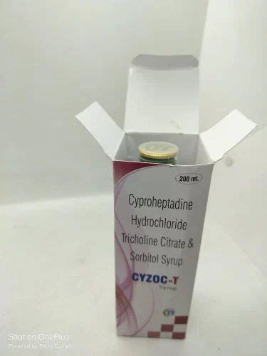 Cyproheptadine Hcl Tricholine Citrate Sorbitol Solutione Syrup Grade