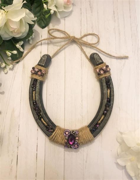 Horseshoe Purple Beaded Lucky Hanging Horse Shoe Etsy Beaded