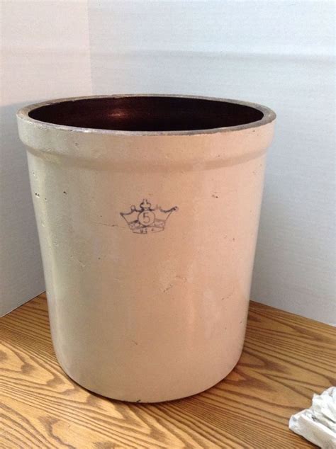 Vintage Salt Glazed Pickling Crock Pottery Stoneware 5 Gallon Blue