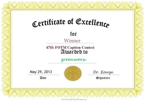 First Place Award Certificate Template