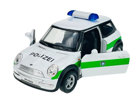 Welly Mini Cooper Policja Zielony Samoch D Nowy Metalowy Model