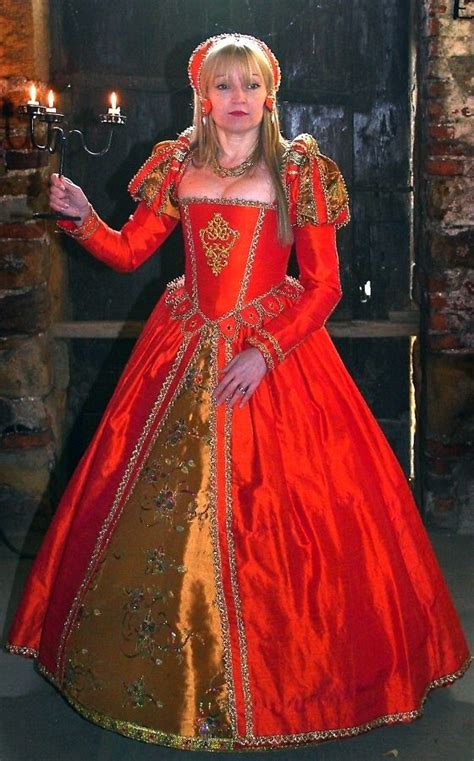 Orange Silk Tudor Gown Elizabethan Clothing Victorian Style Clothing Vintage Clothing