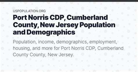 Port Norris Cdp Cumberland County New Jersey Population Income Demographics Employment