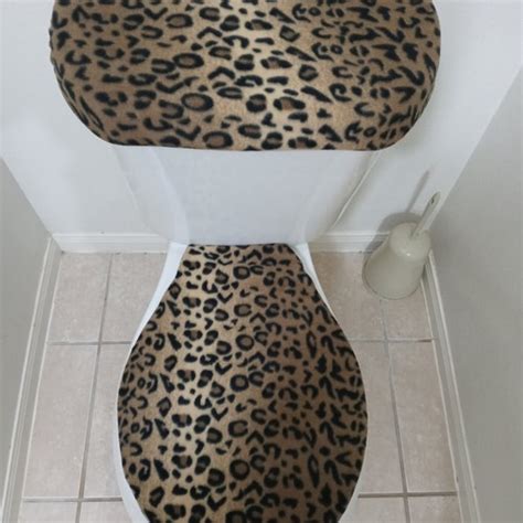 Leopard Print Fleece Fabric Toilet Seat Cover Set Bathroom - Etsy