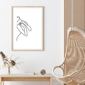 Naked Woman Body Line Drawing One Line Art Print Lady Abstract