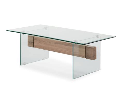 Mesa De Centro Cristal Y Madera Merkamueble