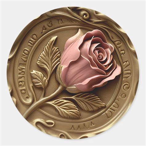 Faux Wax Stamp Envelope Seal Gold Pink Rose Flower Zazzle Wax Stamp