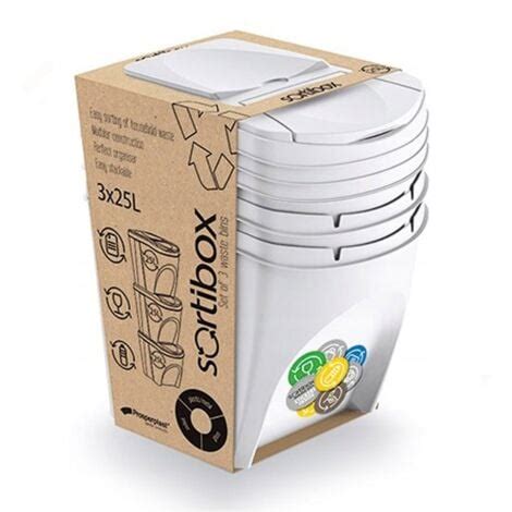 Prosperplast Set 3 poubelles de recyclage avec capacité de 75 litres en