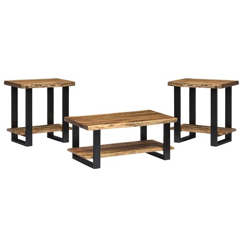 Alpine Natural Live Edge 42 Coffee Table And Set Of 2 End Tables