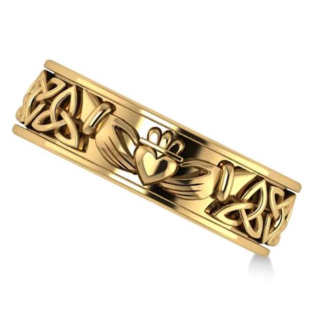 Claddagh And Celtic Knot Eternity Wedding Band 14k Yellow Gold Ad2101