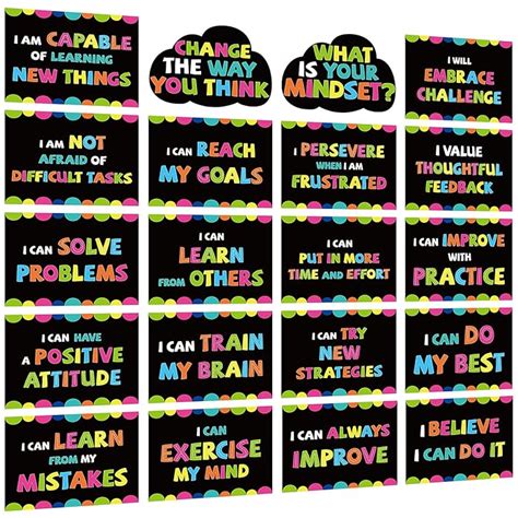 Buy Growth Mindset Posters Bulletin Board Decorations 20 Pcs Positive Sayings For Poster Board