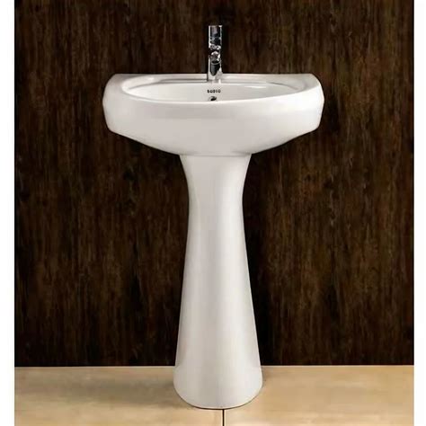 White Floor Mounted Sanyo Plus Pedestal Wash Basin For Home Hotel At