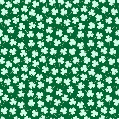 St Patricks Day Pattern With Shamrocks Silhouettes Seamless Green