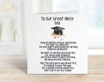 Personalised Great Niece Poem Graduation Card With Cap Scroll Cake