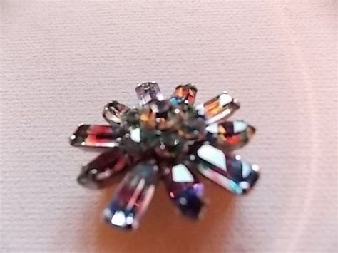 Vintage Iris Rainbow Stripe Glass Brooch Pin So Pretty Etsy