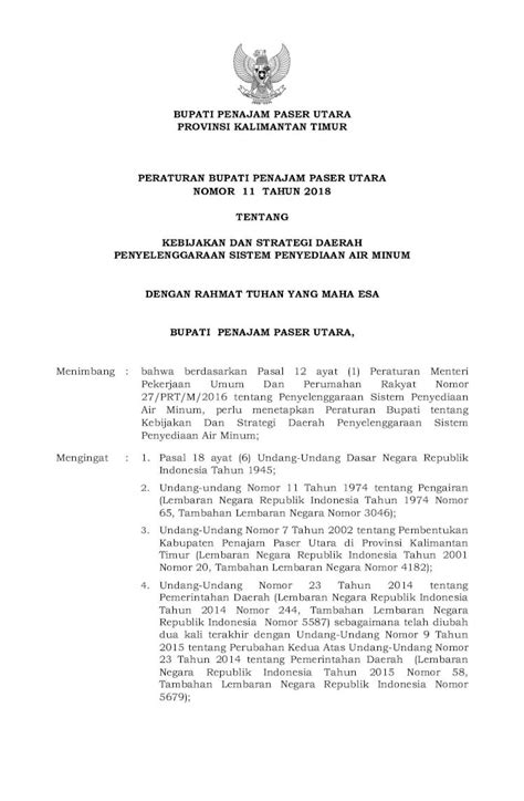 Pdf Bupati Penajam Paser Utara Provinsi Kalimantan Peraturan