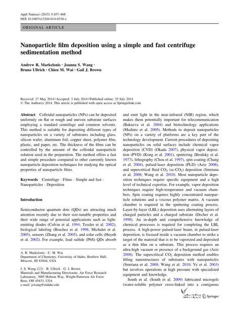 PDF Nanoparticle ﬁlm deposition using a simple and fast