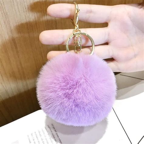 Colorful Fluffy Balls Keychains Love Keychain Girly Accessories