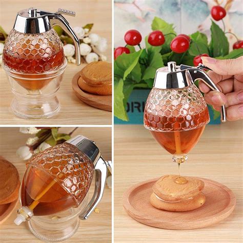 Xs Honey Juice Syrup Dispenser Pot Stand Jar Bee Hive Trigger Kitchen