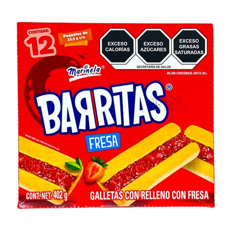 Marinela galletas Barritas PIÑA paquete con 12 piezas Caja con 12