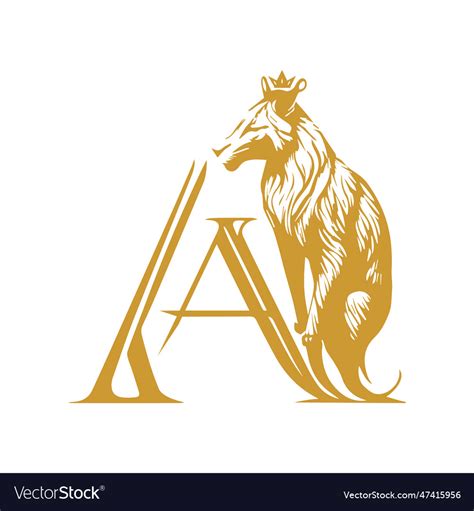 Letter a logo lion king Royalty Free Vector Image