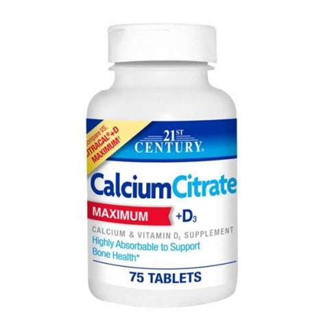 Calcium Citrate D3 75 Tabs By 21st Century BISHOPS MARKET