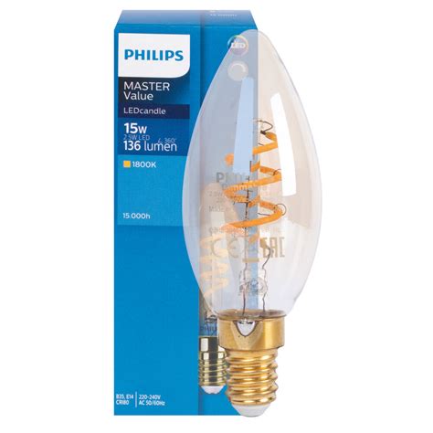 Led Filament Lampe Vintage Master Value Kerzen Form Gold E W