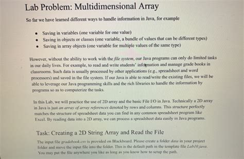 Solved CSE 110 Lab 10 Lab Topics Multidimensional Array 2D Chegg