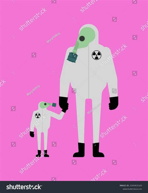 Father Son Nuclear Protection Suits Concept Stock Vector Royalty Free