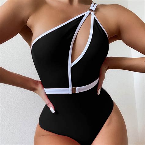 Zunfeo Bikini Swimsuits For Women Sexy Bikini Set Fashion One Shoulder