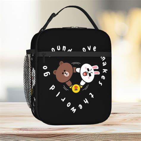 Lunch Bag Brown Bear Cony Bunny Rabbit Love Makes The World Go Round