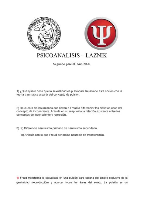 Segundo Parcial Psicoanalisis Laznik Psicoanalisis Laznik Segundo