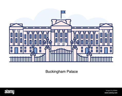 Línea Vector ilustración del Palacio de Buckingham Londres Inglaterra