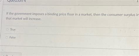 Solved If The Government Imposes A Binding Price Floor In A Chegg