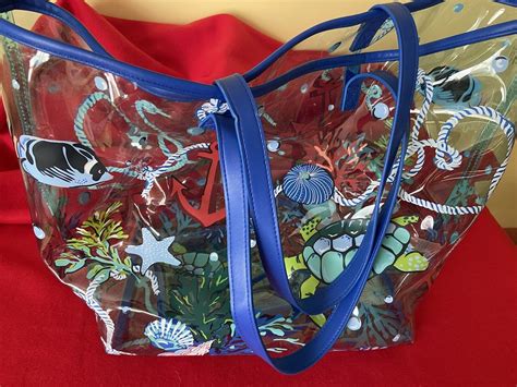 Vera Bradley Clear Beach Bag And Clear Wristlet In Anchors Away Pattern Ebay