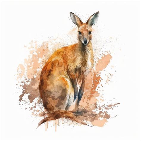 Premium Photo | A watercolor painting of a kangaroo.