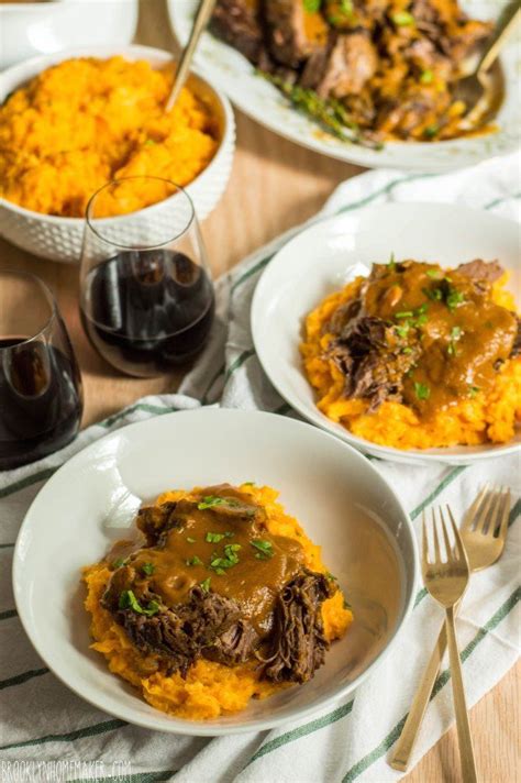 Classic Pot Roast With Sweet Potato Parsnip Mash Classic Pot Roast Pot Roast Delicious