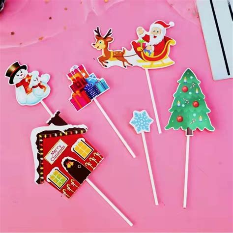 Merry Christmas Theme Christmas Tree Paper Card Cake Topper Baking