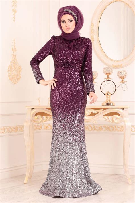 Violet Foncé Tesettürlü Abiye Elbise Robes de Soirée Hijab 2106MU