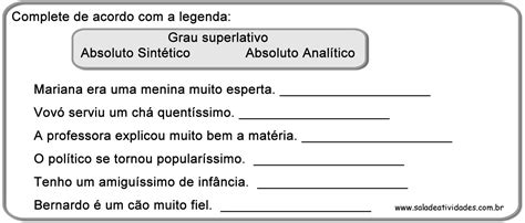 Grau Do Adjetivo Comparativo Superlativo Atividades ExercÍcios Imprimir Portal Escola