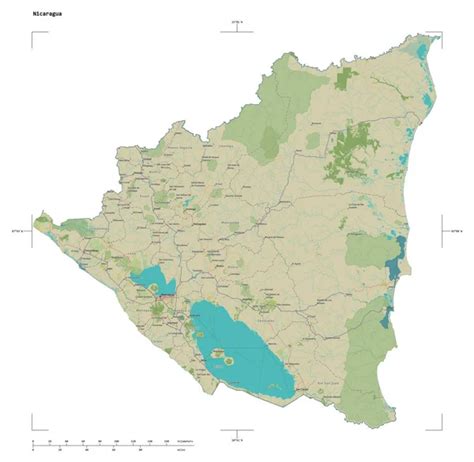 Forma De Un Mapa Topogr Fico De Estilo Humanitario Osm De Nicaragua